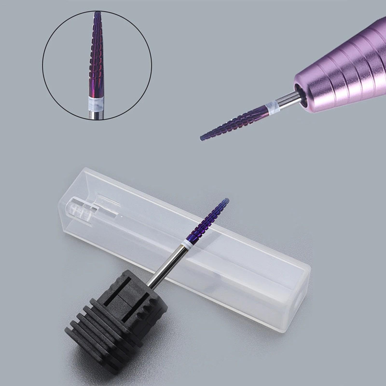 Wiertła do paznokci z węglika spiekanego fioletowe frezy do manicure usuwanie żelu akcesoria do pilników elektrycznych narzędzie wiertło do wypełniania paznokci 1 szt. (PW01-M)