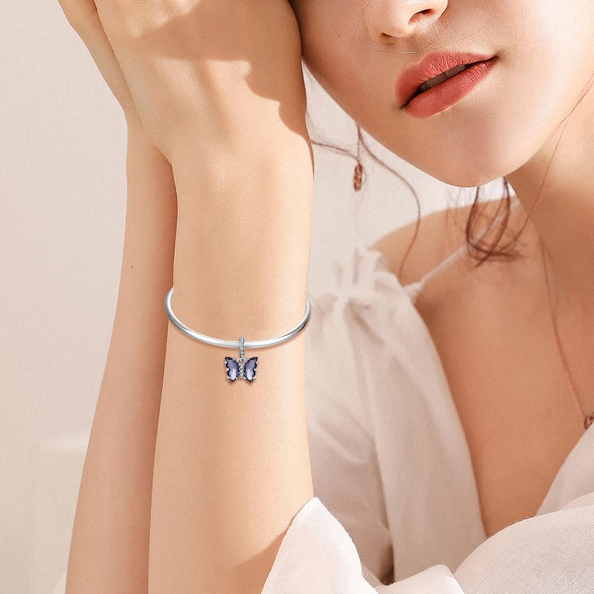 Butterfly Charms for Bracelets, 925 Sterling Silver Butterfly Dangle Charms for Charm Bracelets and Necklaces with Multicolor 5A Cubic Zirconias, Birthday Mothers Valentines Day Jewelry Gifts for Women - Image 3