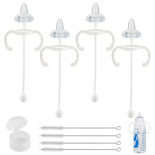 Miniatura 1 de Kit de conversión de vaso para biberones de vidrio estrechos y estrechos de Dr. Browns, kit de transición a prueba de derrames con boquilla de