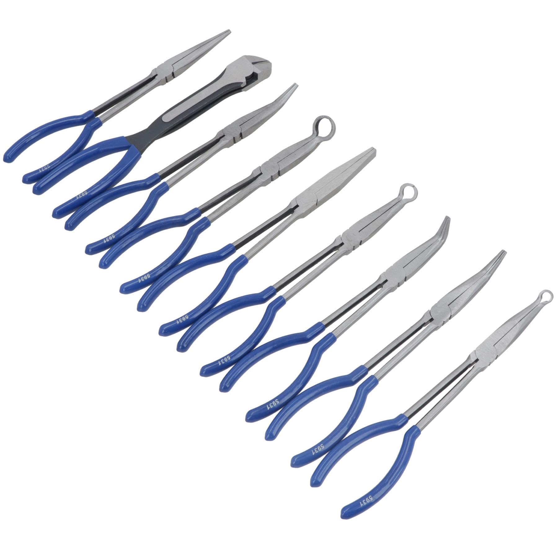 B&Q -  9Pc Long Reach Assorted Plier Set Hose Long Nose Flat Cutting Pliers 11 Inch Long