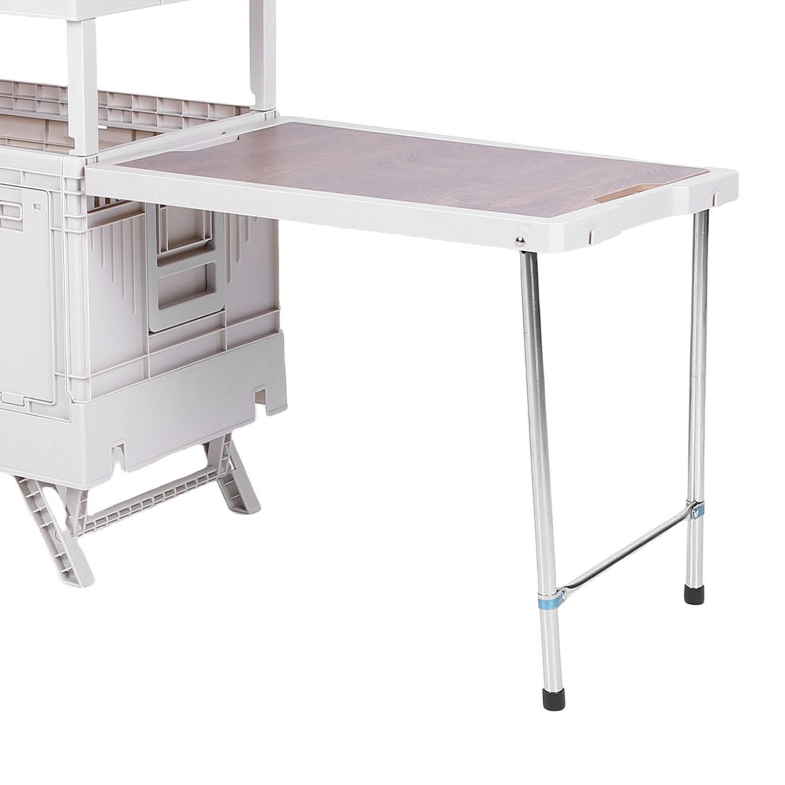 GLOGLOW Zusammenklappbare Camping-Aufbewahrungsbox mit Tischplatte, Multifunktionale, Zusammenklappbare Camp-Küchenbox für Picknicks Im Freien und Aufbewahrung Im Kofferraum (Beige)