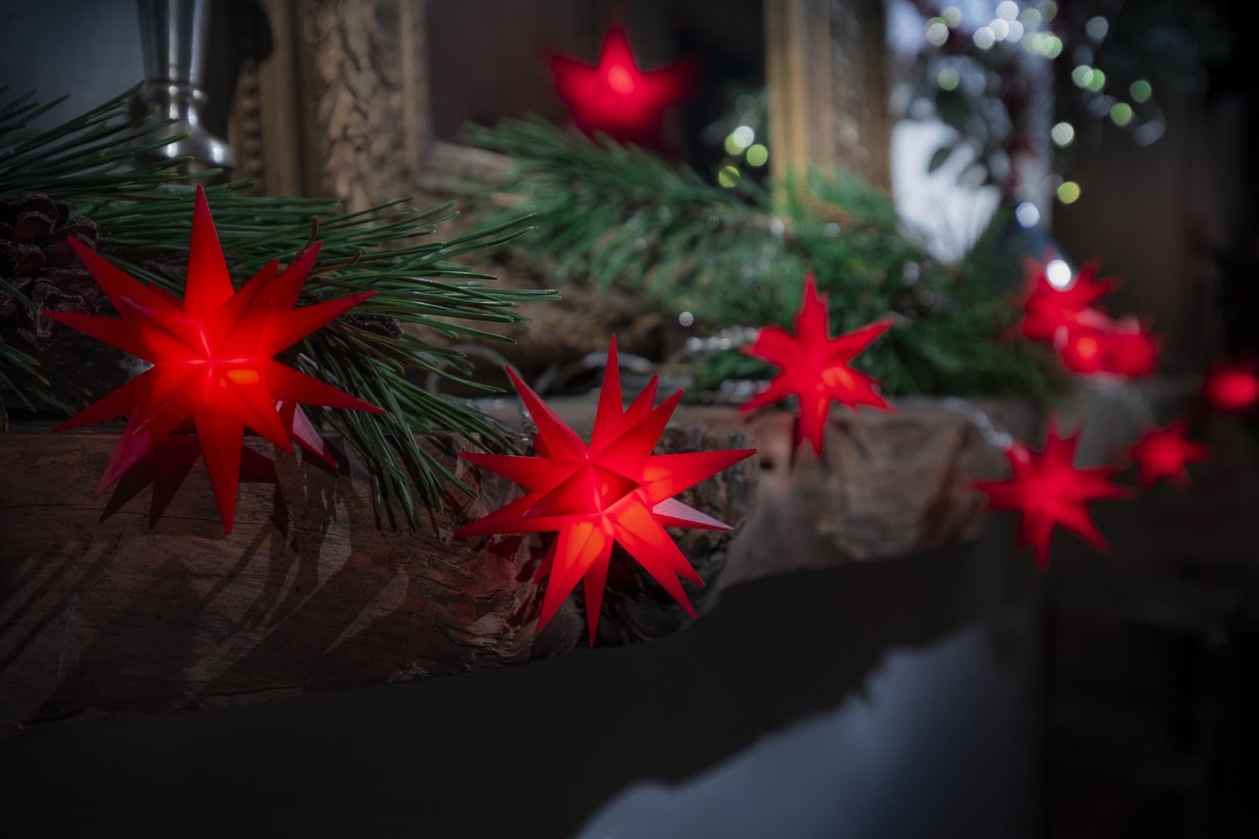 ZICOM LED Dekostern Weihnachtsstern Stern mit 18 Zacken wetterfest, rot Ø 55cm Innen und Außen für Weihnachten, Hochzeiten, Party, Dekoration, Geschenkidee, 230V 50Hz, LxBxH 55x55x55cm