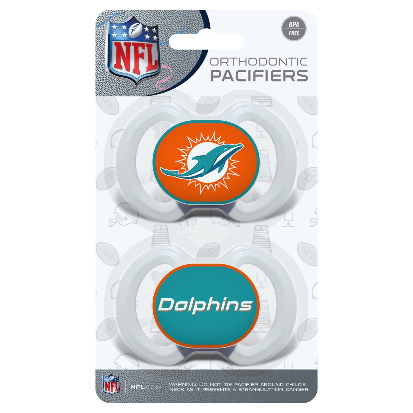 Baby Fanatic NFL Miami Dolphins 2er-Pack Schnuller, Einheitsgröße, Teamfarbe