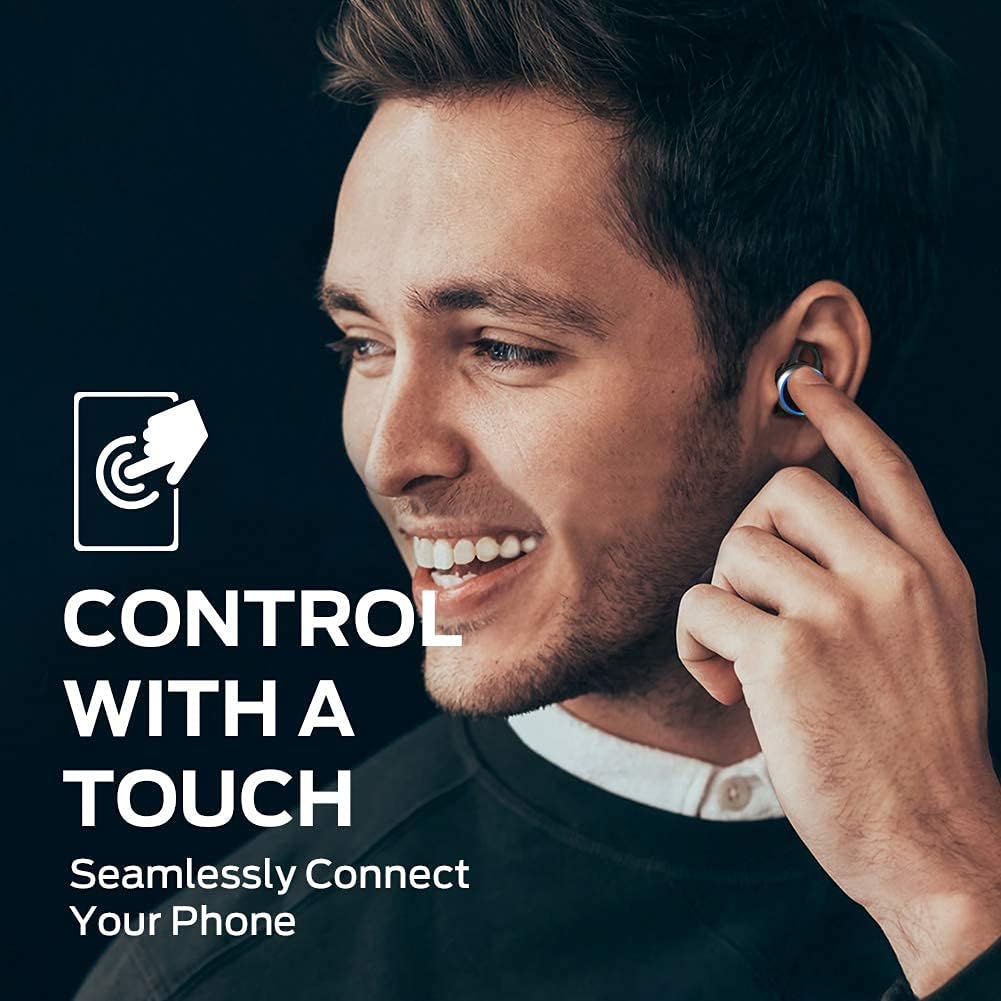 MONSTER Clarity 101 AirLinks Wireless Earbuds, Bluetooth 5.0 in-Ear Headphones with Charging Case, Stereo Earphones Deep Bass Sound, IPX5 Waterproof, Built-in Mic, Clear Call, Secure Fit for Sports