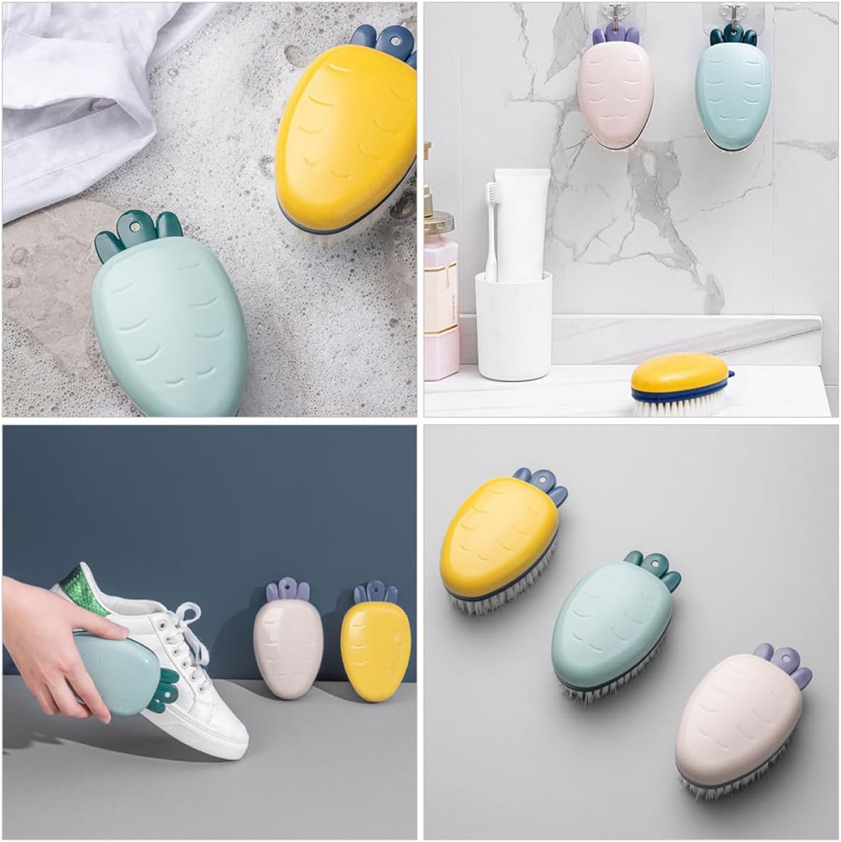 Creative Carrot Shoe Brush Set, Soft Bristles, 3 Piece Plastic