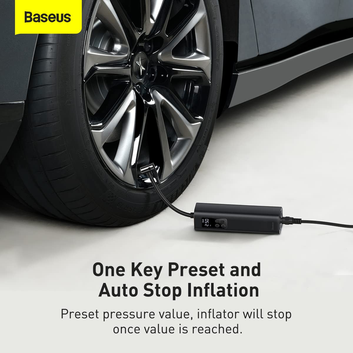 Baseus Car Tool Super Mini inflador de neumáticos Bomba de inflado rápido en 15 Segundos, 4 neumáticos en 25 Minutos, Negro (CRCQ000001)