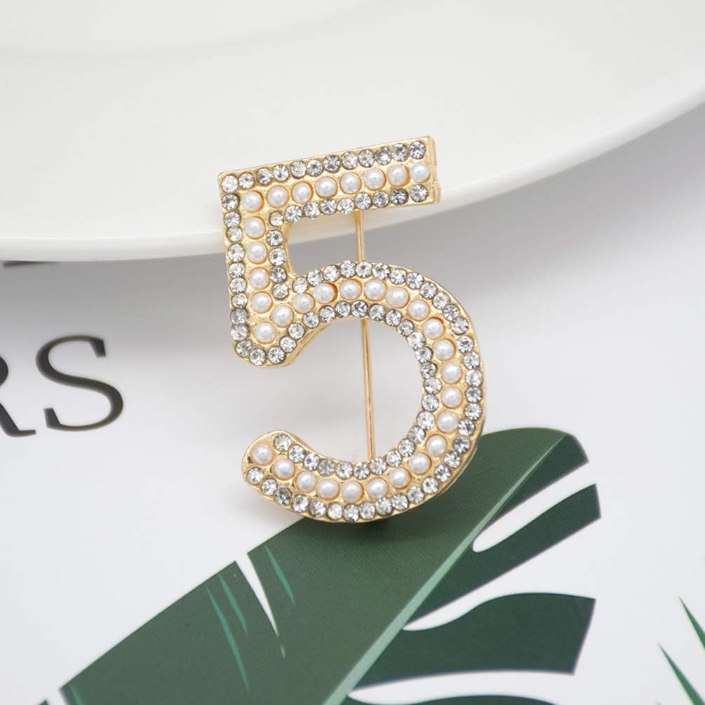 Celebrity Designer Pearl Rhinestone Pins Brooches Gift Gold