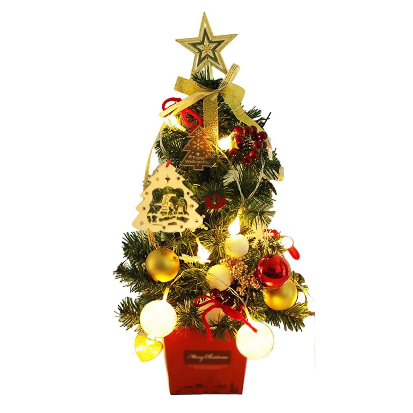 1 piccolo albero di Natale illuminato con luci, decorazione for albero di Natale da tavolo piante artificiali(Style 2)