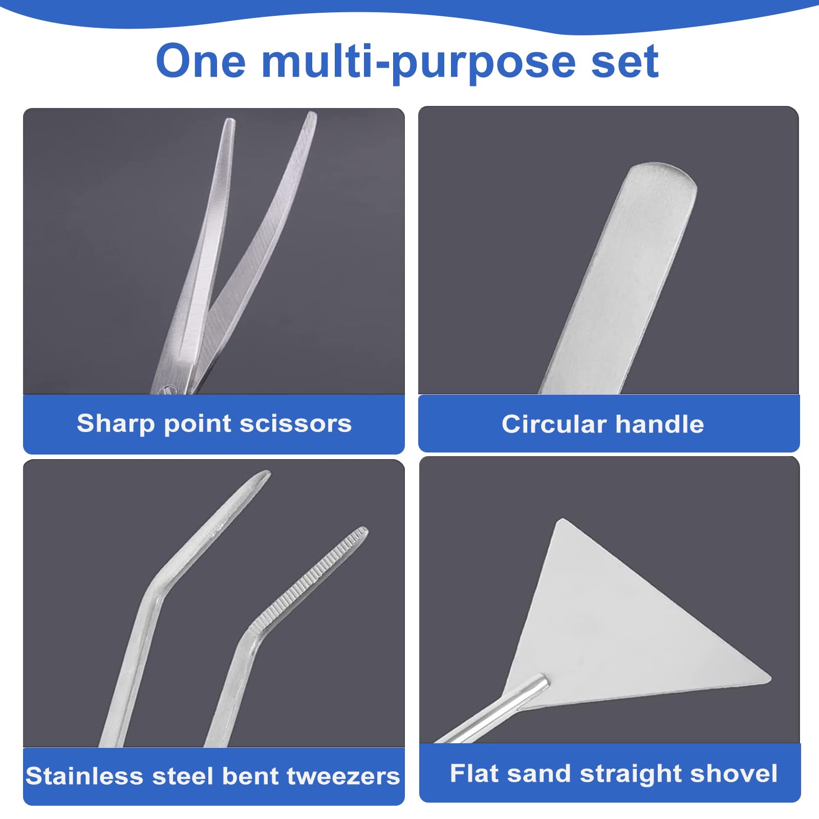 4 in 1 Set di Attrezzi per Acquario, Acquari in Acciaio Inox Kit Pinzette Forbici Spatola con Borse di Stoccaggio Accessori Acquarios per L'acquario Landscaping e Piante Acquatiche