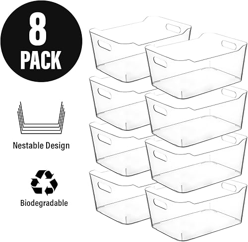 Miniatura 6 de Contenedores de almacenamiento de plástico transparente, organizador pequeño para refrigerador, organizadores de cocina y contenedores de