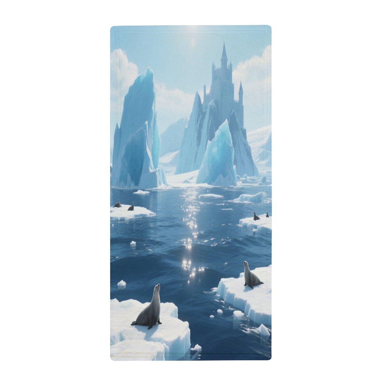 Fekiloot Style Iceberg Ocean Towels For Bathroom, Bath Towels 13.8 X 28.7 Inch, Hand Towel Multipurpose Use As Bath Fitness, Bathroom, Shower, Sports, Yoga Towel