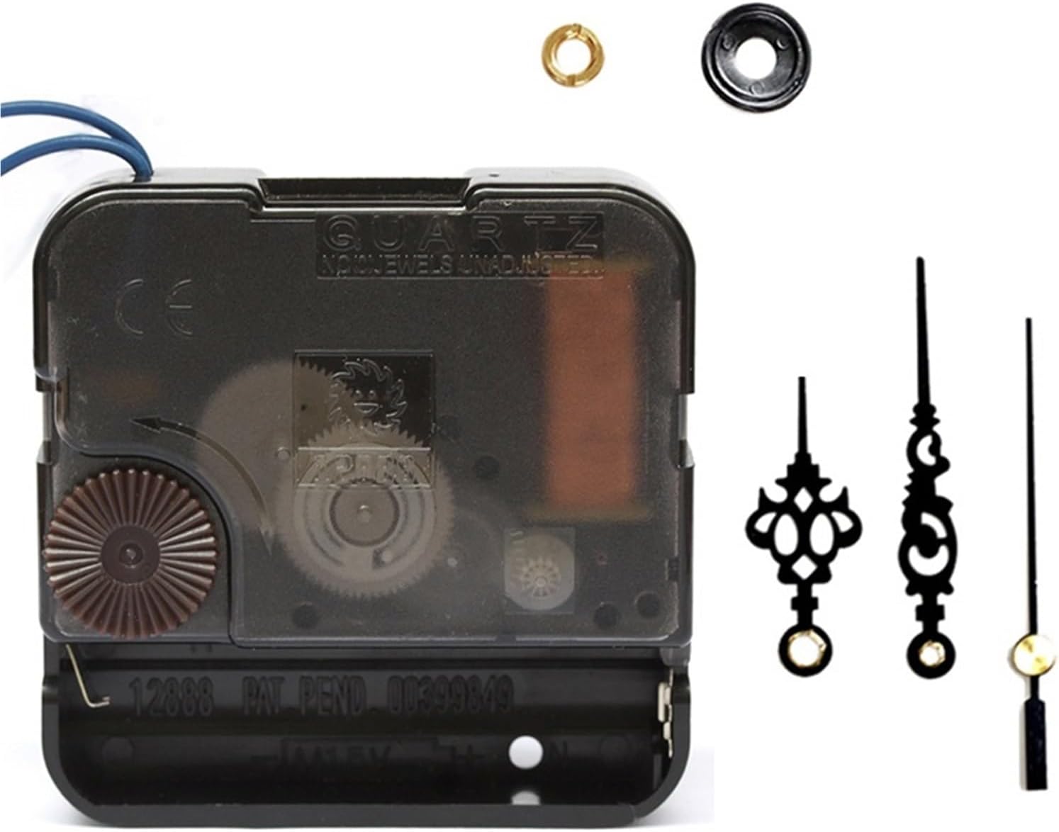 Clock Metal Movement Movement Screw in Type Plastic with Replacement Include Repair Metal Hands Clock Accessory Quartz DIY Kits(Black 1,6mm Screw axis)