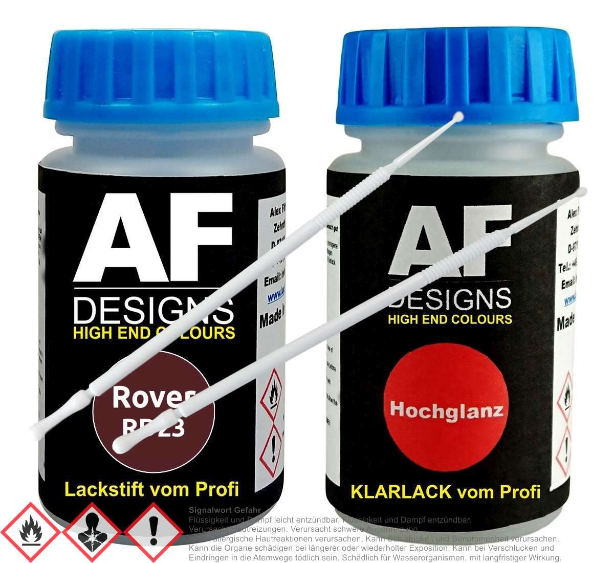 Alex Flittner Designs Paint Pen Set for Rover RD23 Maroon B Clear Varnish Swab Car Paint