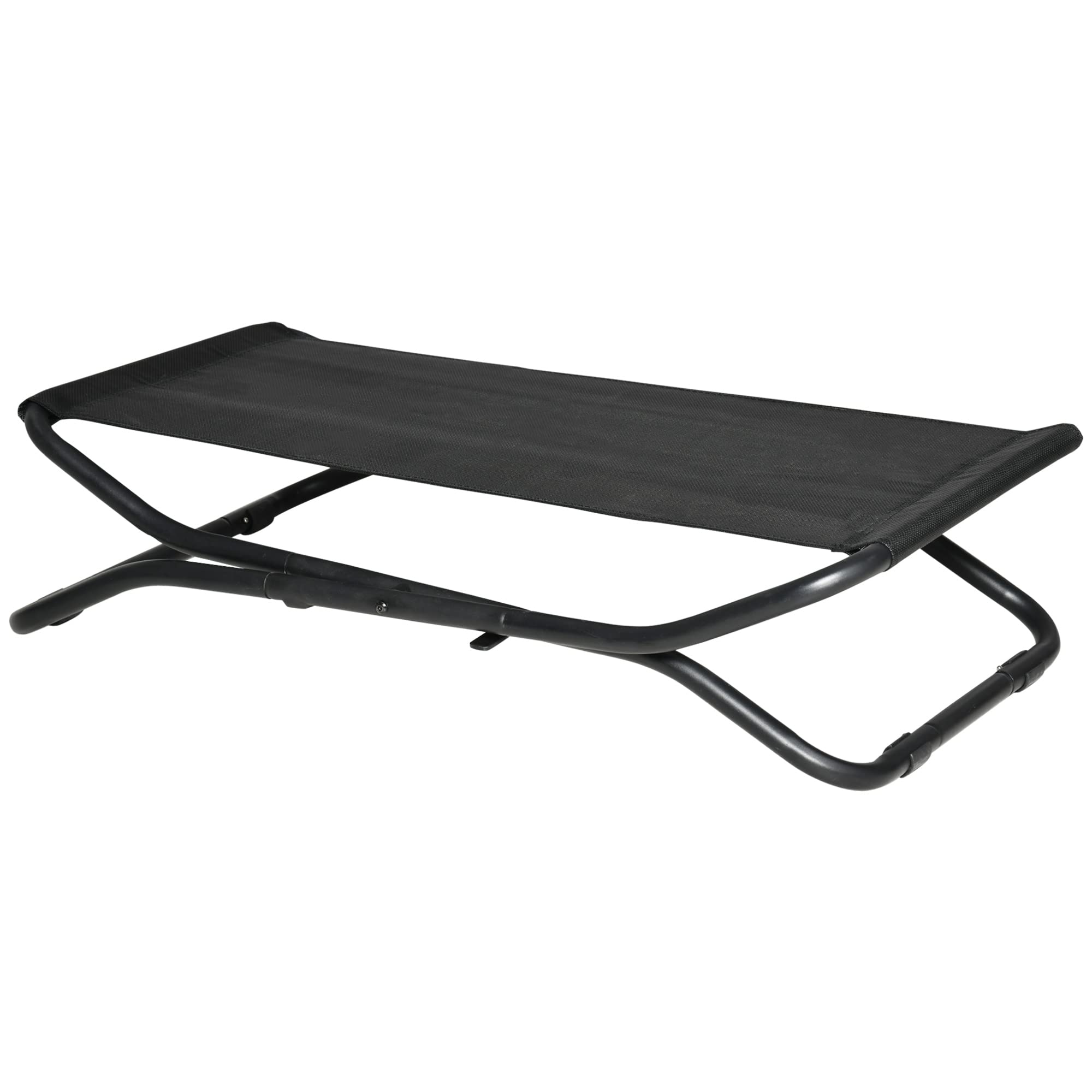 PawHut Cama Elevada Plegable Cama para Mascotas Pequeños Medianos de Malla Transpirable Acero 92x56,5x19,5 cm Negro