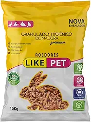 Granulado Higiênico de Madeira Like Pet Roedores 10 kg – 100 % Natural, Alta Absorção, Elimina Odor, Ecológico