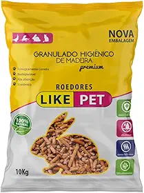 Granulado Higiênico de Madeira Like Pet Roedores 10 kg – 100 % Natural, Alta Absorção, Elimina Odor, Ecológico