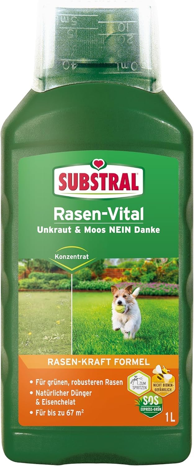 Substral Rasen-Vital, 1L für bis zu 67qm - SOS Sofort-Hilfe für schnelles Grün auf Rasenflächen, mit Rasen-Kraft-Formel