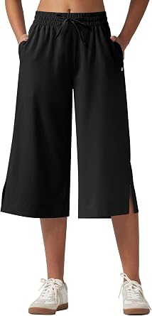 Willit Womens Wide Leg Capris Pants Lightweight Travel Pants Quick Dry Summer Walking Athletic UPF50+ Pockets