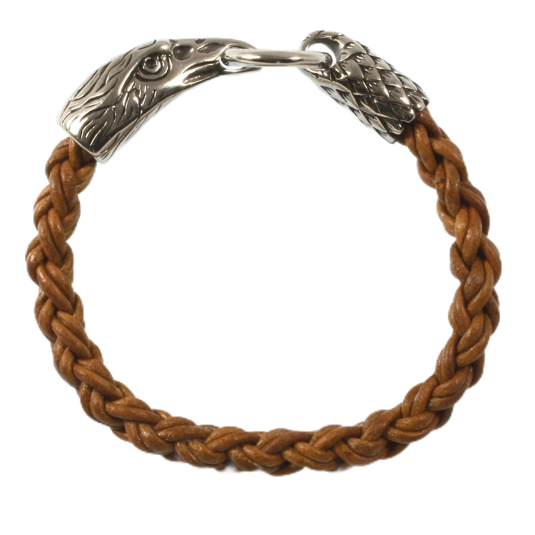 Leder-Armband Edelstahl Eagle Adler ZO Cognac Herren