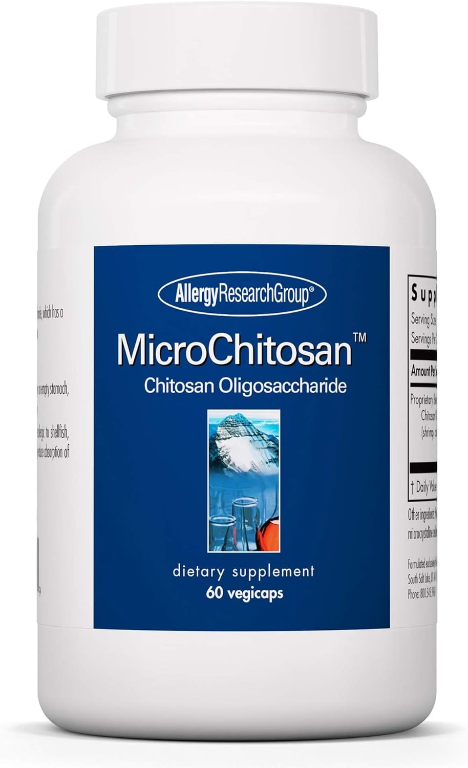 Allergy Research Group MicroChitosan Supplement – Chitosan, Chitosan Oligosaccharide, Cleansing Support Binder, Enhanced Detoxification, 1800mg Vegetarian Pills – 60 Count