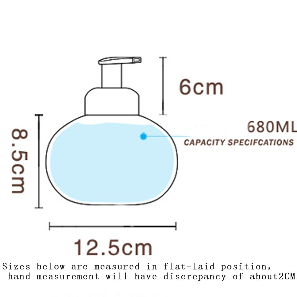 Layboo Ceramics Spherical Foaming Soap Dispensers Pump-Bottles for Kitchen, Bathroom Countertop and Vanities 600 ml(20.49 oz) (Rice White)