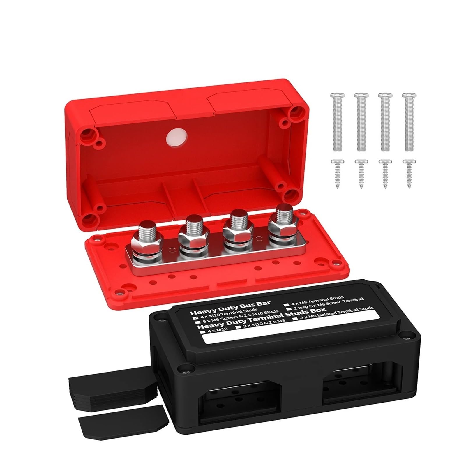 Bloc de Distribution d'énergie Robuste for Barre Omnibus 300A, Conception Module boîte Barres avec 4 Goujons terminaux M8 (5/16 ") for Voiture, Camping-Car, Bateau