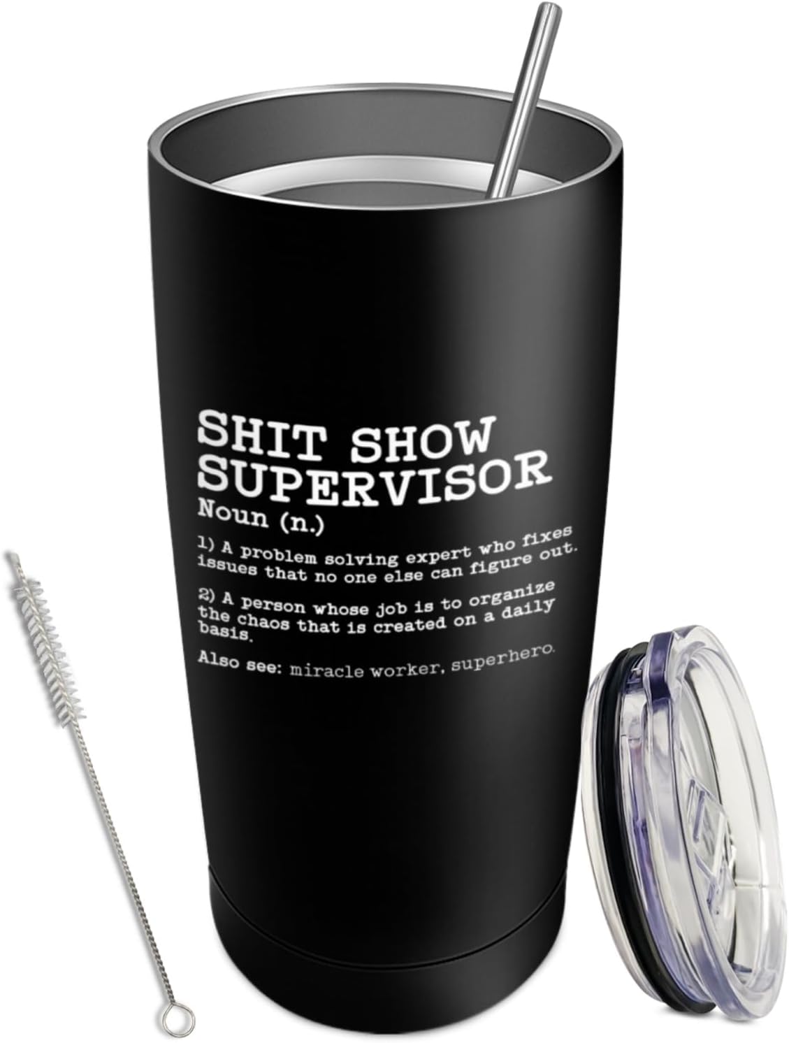 Shit Show Supervisor Tumbler Coffee Tumbler 20 oz Tumbler with Lid and Straw Insulated Tumblers Stainless Steel Tumblers, White2 - Image 2