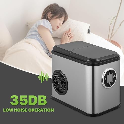 Miniatura 11 de Magshion Máquina de hielo compacta para encimera, 9 cubos listos en 10 minutos, salida diaria de 26 libras, máquina de hielo autolimpiante