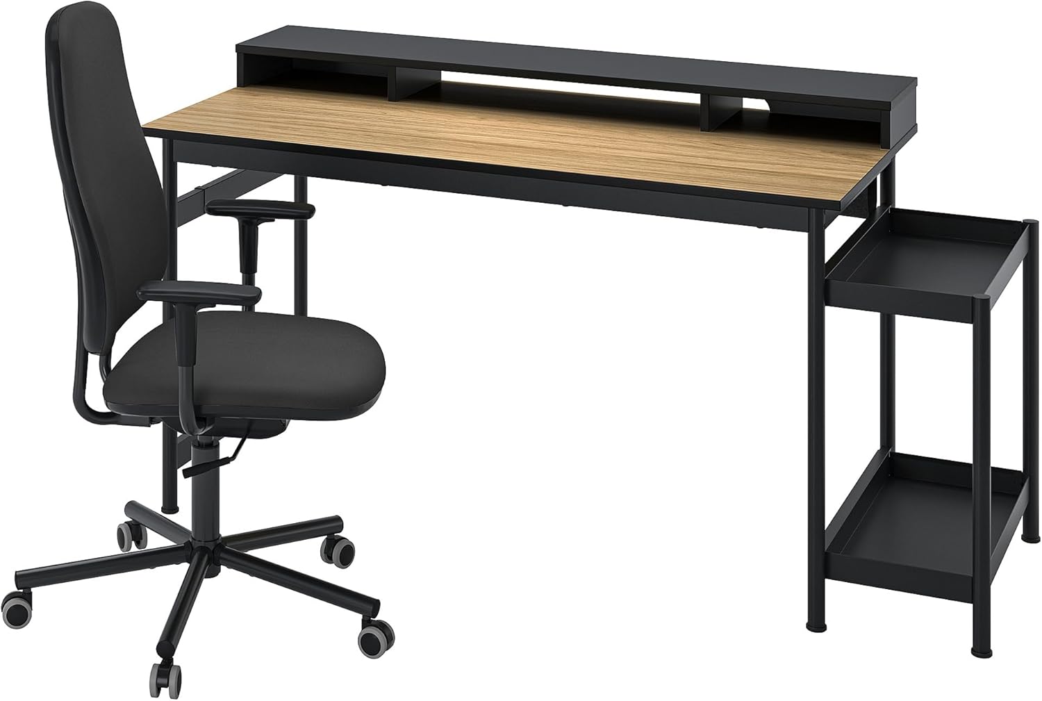 SMÖRKULL/MULLSJÖ Desk and chair, oak veneer/dark grey