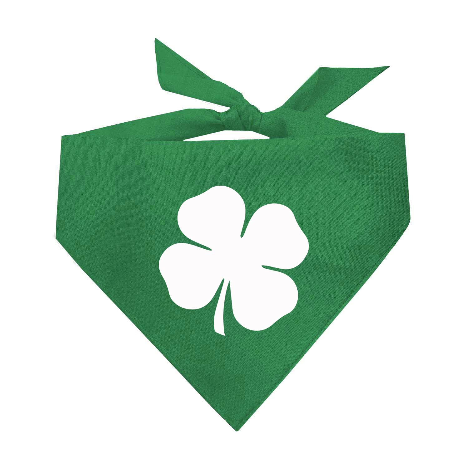 White Shamrock | 4 Leaf Clover Dog Bandana | 100% Cotton Triangle | Made in USA | Funny St. Patrick's Day Photoshoot Prop | Shamrock | Drinking Bar Parade Event Or Party | Green, One Size (70)