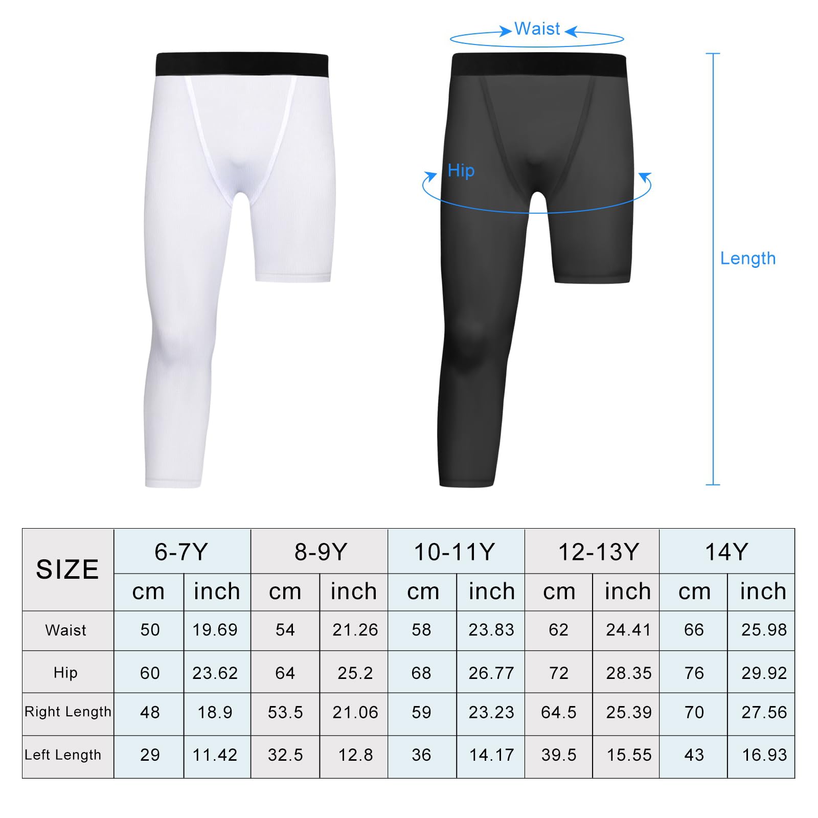 Valcatch 2 impacchettare Pantaloni da Compressione per Ragazzi, 3/4 Capris Una Gamba stringe la Zampa, Strato di Base Atletico per Andare a Basket