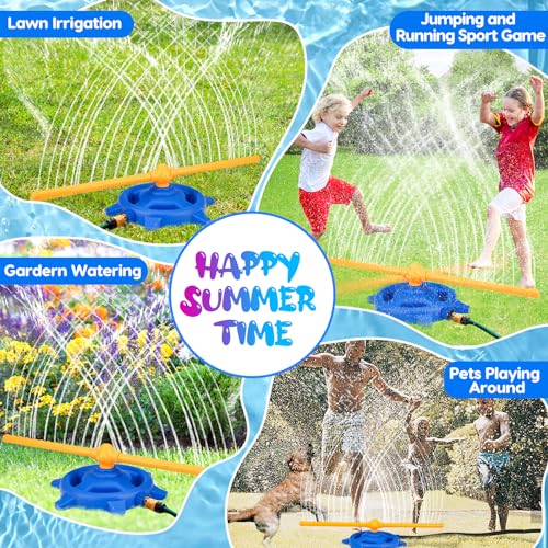 Water Sprinkler for Kids with Rotating Spray Nozzles Attaches to Garden Hose Fun Summer Outside Toys for Toddlers 1-3-5 + Lawn Backyard Games for Kids 4-8-12 Family Outdoor Play Equipment Easter Gift