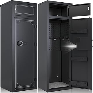 KAER 10-12 Gun Rifle Safe,Gun Safes for Home Rifles and Pistols, Large Unassembled Rifle Safe（with/without Scope, Quick Access Gun Cabinets with Digital Keypad/3 Adjustable Pistol Racks - KAER