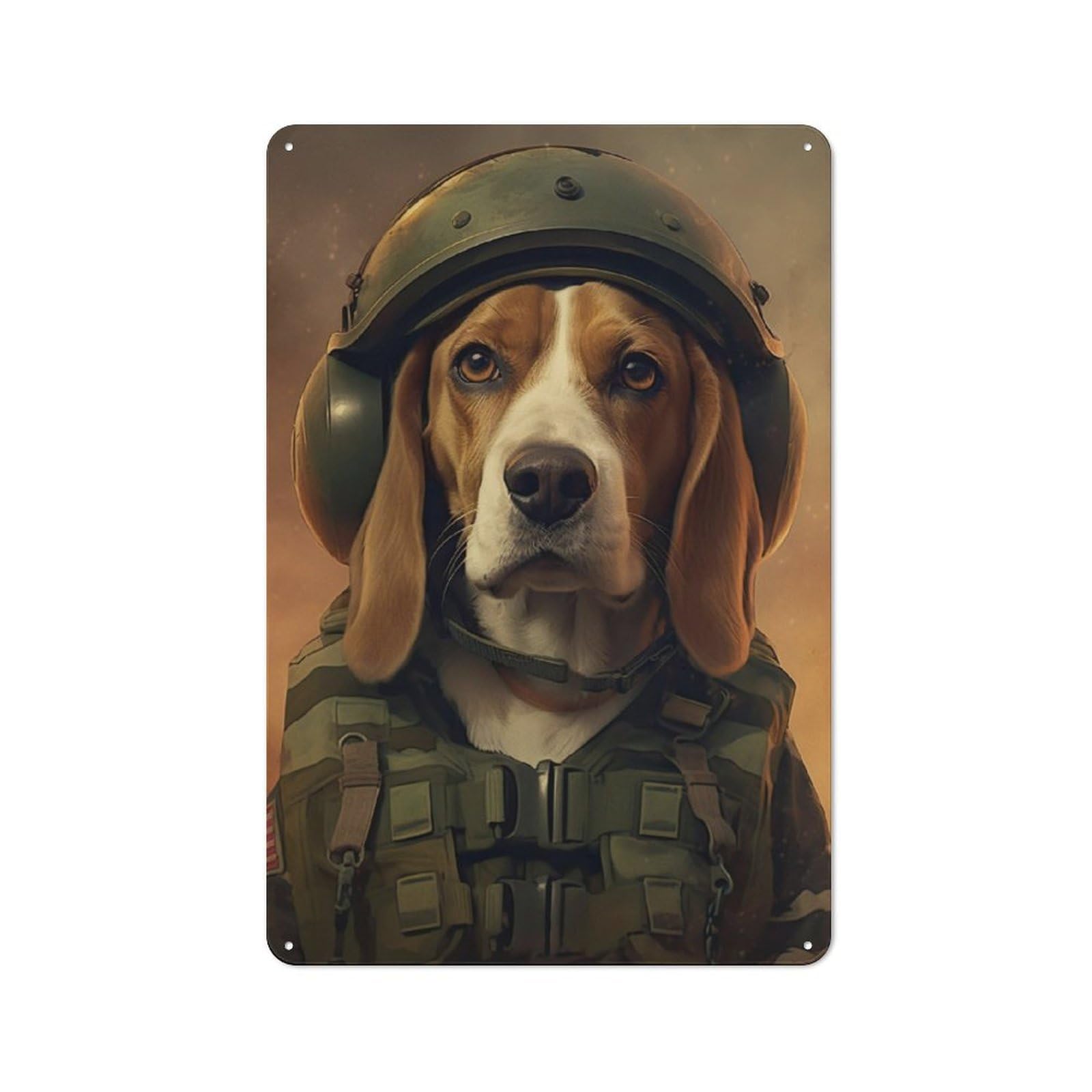 Junmoney Beagle Soldier Tin Wall Plaque 30X20cm With For Living Room Wall, Gift For Feature Wall Decorators During The Christmas Season