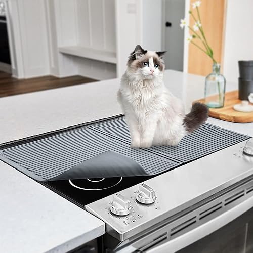 Miniatura 3 de LucyPhy Cubierta superior para estufa eléctrica, silicona de 20 x 28 pulgadas, cubierta de estufa plegable de vidrio para proteger la superficie de