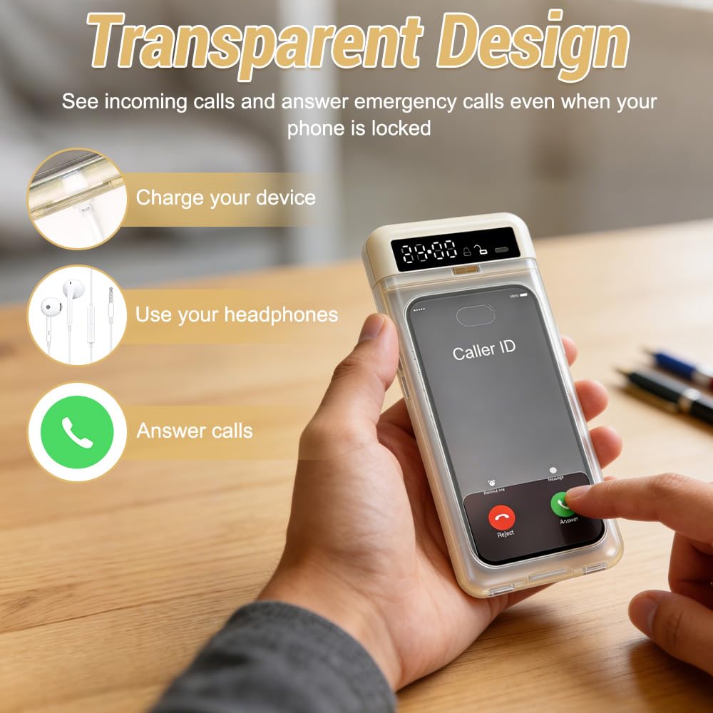 Handy Tresor mit Timer, SGZIOO Handy Safe mit Zeitschloss, Handytresor für Android/iPhone (Max 17.2cm), Bildschirmzeit-Kontrolle, hilft Kinder/Erwachsenen,Telefonsucht