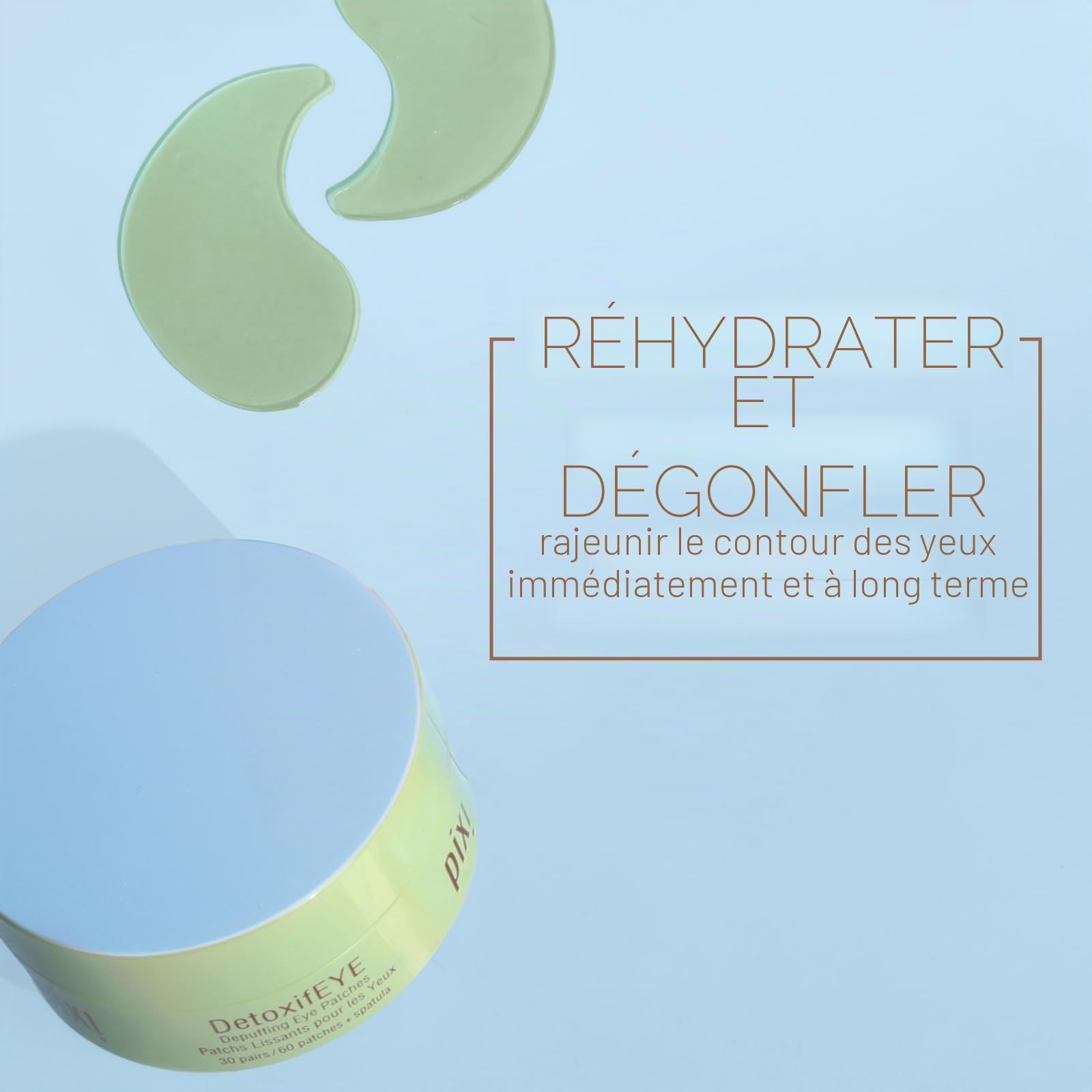 Pixi Beauty DetoxifEYE Eye Patches | Patchs Yeux à l’Acide Hyaluronique, Caféine, Concombre et Or | Patchs Hydrogel Défatigants et Hydratants | 30 Paires / 60 Patchs