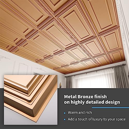 Image of Art3d Drop Ceiling Tiles, 24x48in. Bronze (12-Pack)
