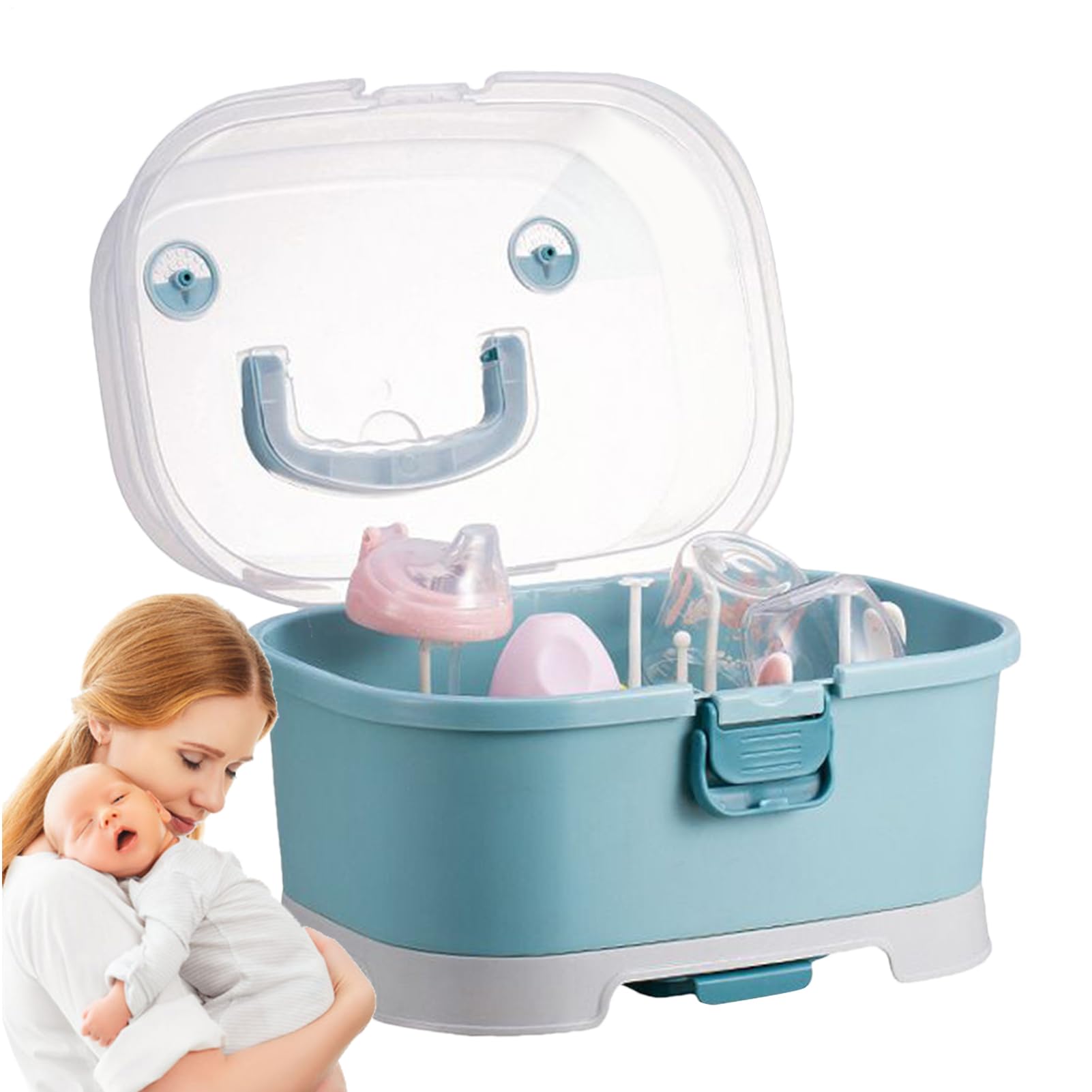 Générique Organisateur De Rangement Pour Biberons | Grand Porte-Biberons Portable Séchoir Avec Un Couvercle | Support Amovible Pour Évier Lave-Vaisselle Réfrigérateur Enfant
