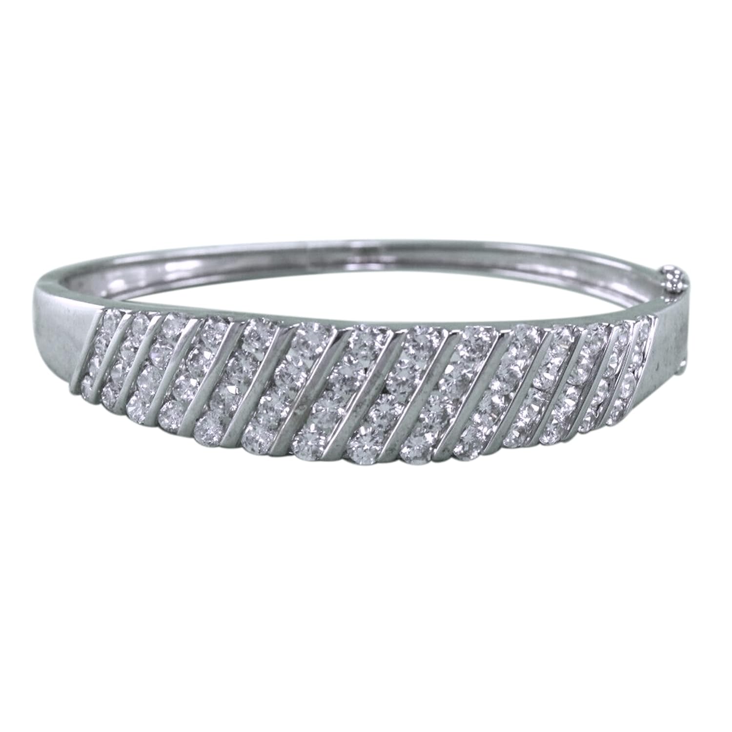 Pretty Jewels 6 75 Carat ctw Round Cut White Natural Diamond Cluster Bangle Bracelet In 10k Or 14k