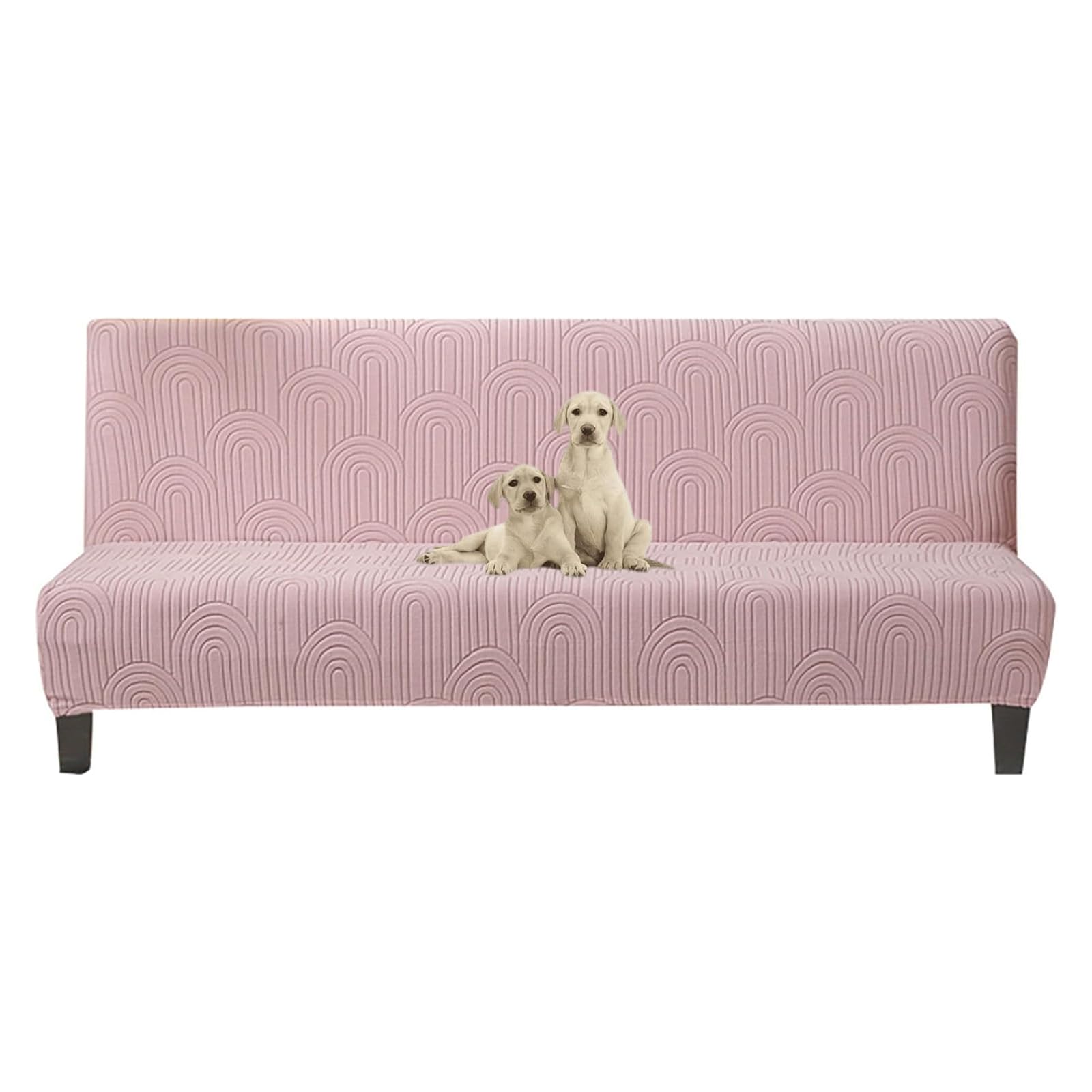 Housse de futon jacquard extensible rose S pour clic-clac et canapé