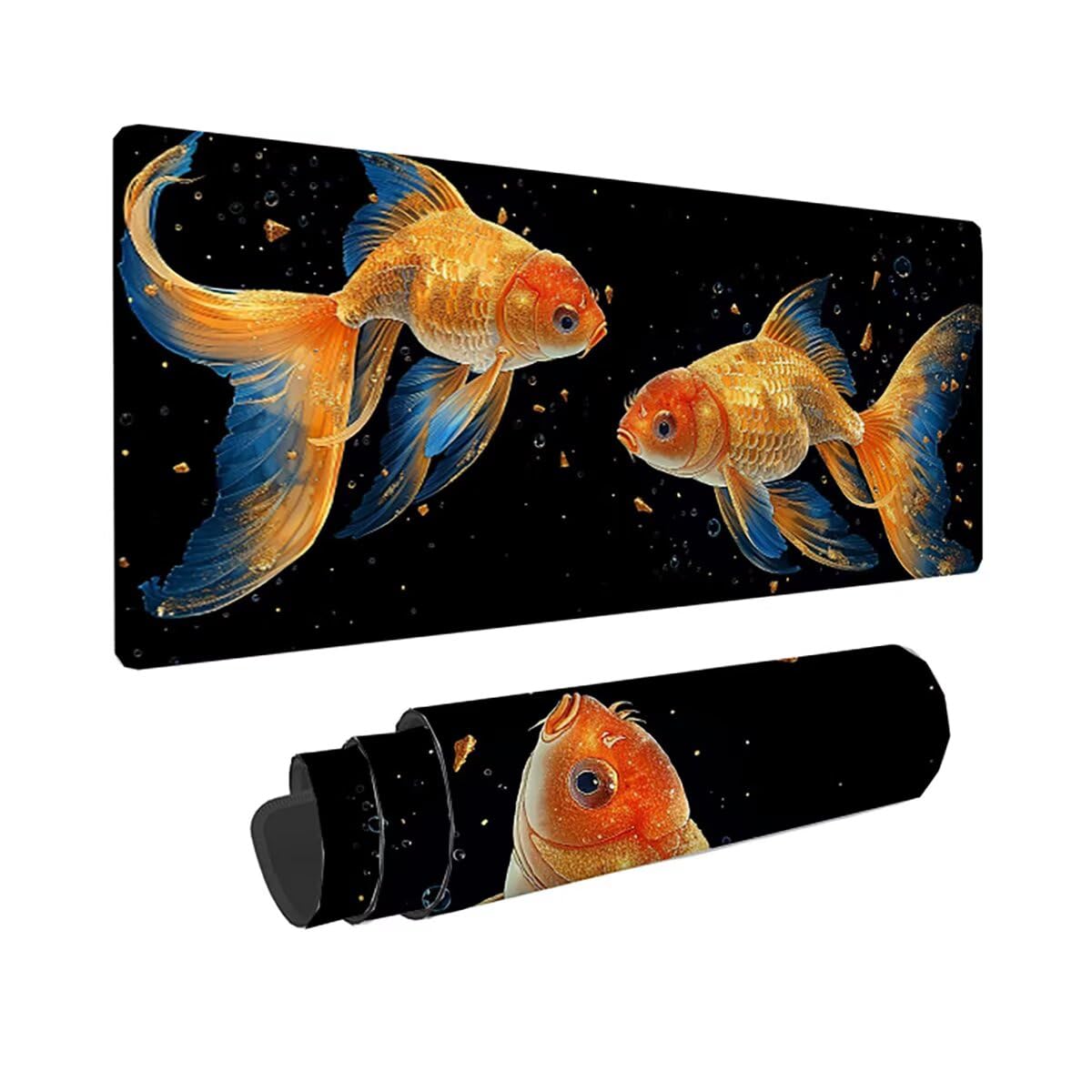 Ryba podkładka pod mysz XXL, 1500 x 800 x 3 mm, duża, gamingowa, szyte krawędzie, odporna na warunki atmosferyczne, antypoślizgowa, poprawia precyzję i prędkość, do domowego biura, PjY15393 N-U