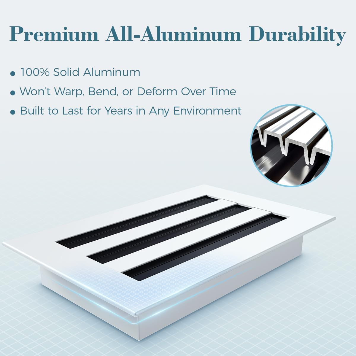 Modern AC Vent Cover 8x4 (Duct Opening Cutout) - White Sleek Decorative Air Vent - Standard Linear Slot Diffuser - All Aluminum Register Grille for Ceiling, Walls & Floors