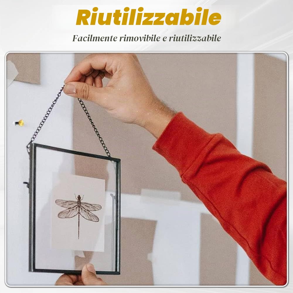 Dreamil Set di 50 chiodi per quadri, in ottone, con contenitore per unghie, per cornici, bacheche, tela (lunghezza 2,5 cm)