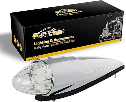 Miniatura 7 de Partsam 5 piezas de luces LED de color amarillo ámbar súper brillante, con lente transparente torpedo, cromadas, para techo, luces de carrera