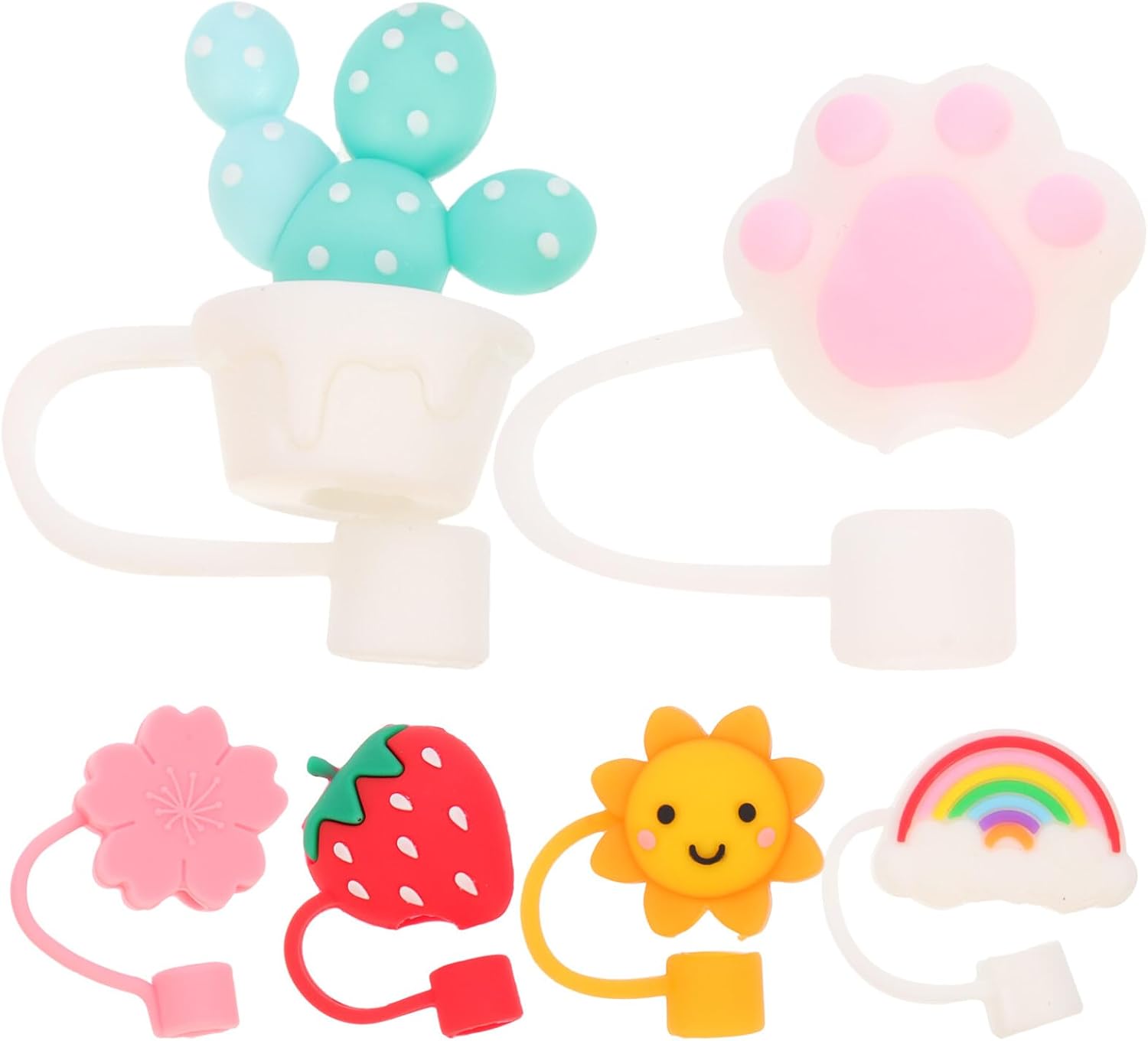Garneck 6 Pcs Straw plug straw cap straw caps covers cloud cartoon straw tips cover plastic straws straw lids funny straw plugs Silica gel girl charm hawaii