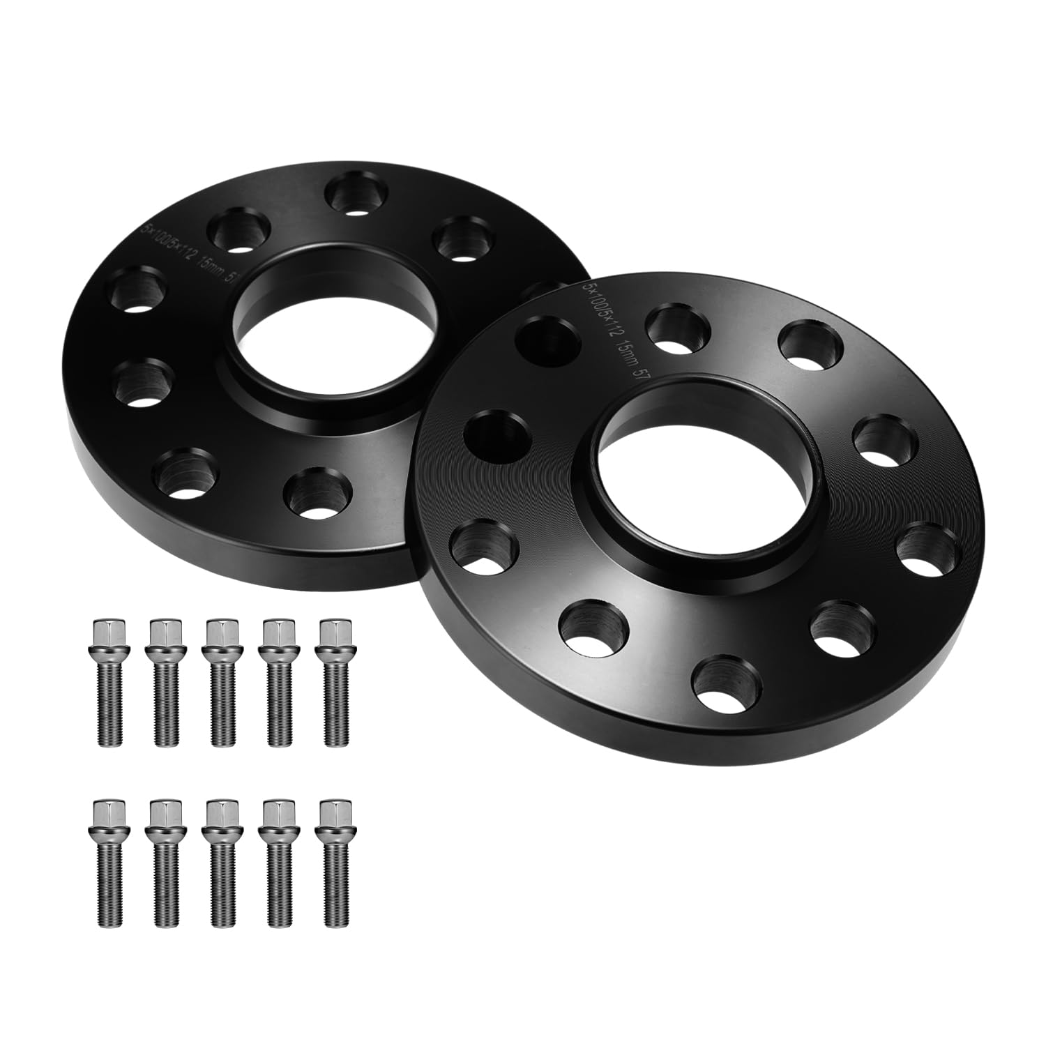 GEARMONSTER Élargisseur de voie, ensemble de rondelles de 2x15 mm, LK: 5x100 & 5x112 mm NLB: 57,1, élargisseurs de voie de 30 mm avec 10 écrous de roue M14x1,5x45 mm