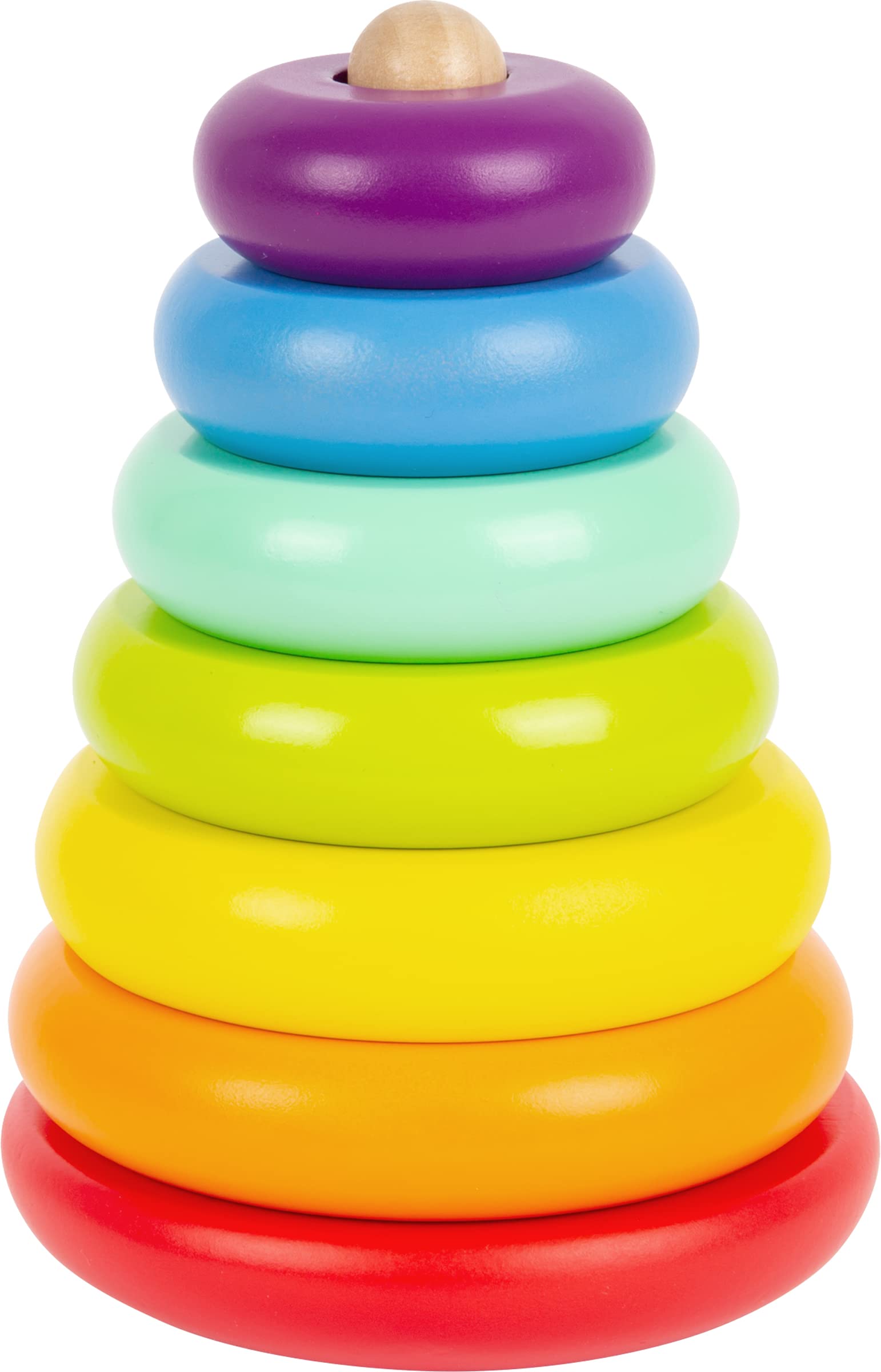 11775 Rainbow Stacking Tower, Small Foot, Classic Motors, Wood, Bright Colours, 12 Months