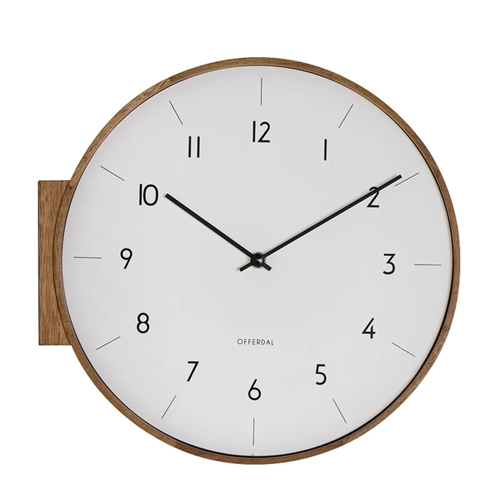 Reloj de pared lateral doble de esquina en madera natural con mecanismo sin ruido de 28cm