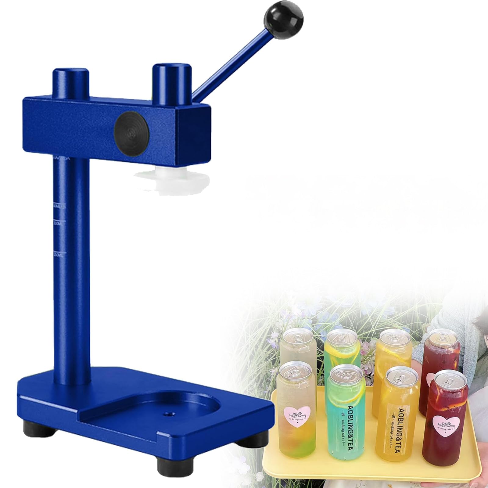 Cerradora De Latas De Sobremesa, Manual, Altura Ajustable De 30 a 170 Mm, Diámetro De Frascos De 51 Mm (2 Pulgadas), para Sellar Botellas De Pet. Blue